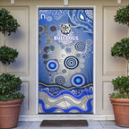 Canterbury Bankstown Bulldogs Rugby Door Cover Australian Aboriginal Dot Painting Style