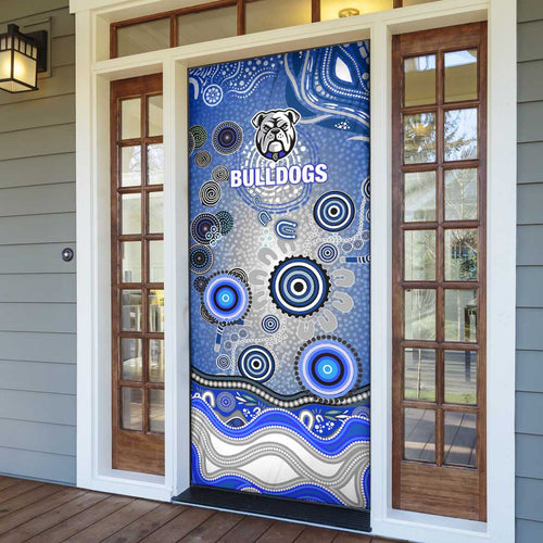 Canterbury Bankstown Bulldogs Rugby Door Cover Australian Aboriginal Dot Painting Style