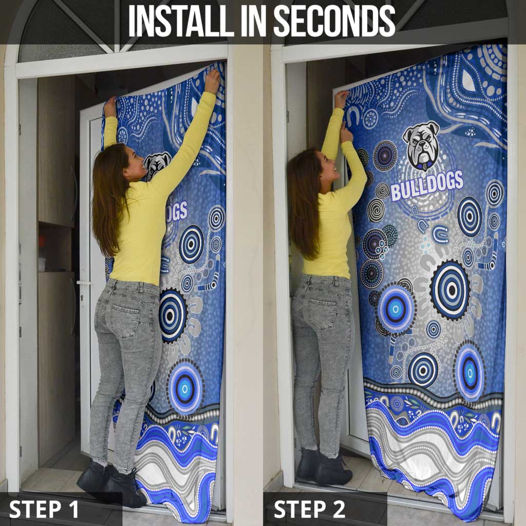 Canterbury Bankstown Bulldogs Rugby Door Cover Australian Aboriginal Dot Painting Style