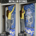 Canterbury Bankstown Bulldogs Rugby Door Cover Australian Aboriginal Dot Painting Style