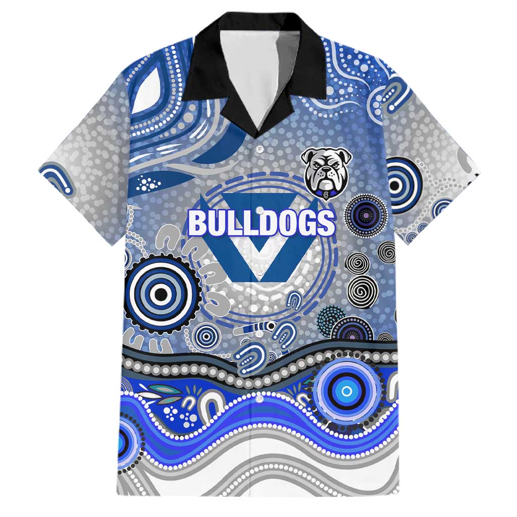 Canterbury Bankstown Bulldogs Rugby Family Matching Long Sleeve Bodycon Dress and Hawaiian Shirt Australian Aboriginal Dot Painting Style