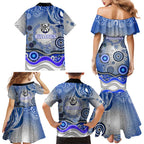 Canterbury Bankstown Bulldogs Rugby Family Matching Mermaid Dress and Hawaiian Shirt Australian Aboriginal Dot Painting Style
