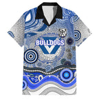 Canterbury Bankstown Bulldogs Rugby Family Matching Off The Shoulder Long Sleeve Dress and Hawaiian Shirt Australian Aboriginal Dot Painting Style