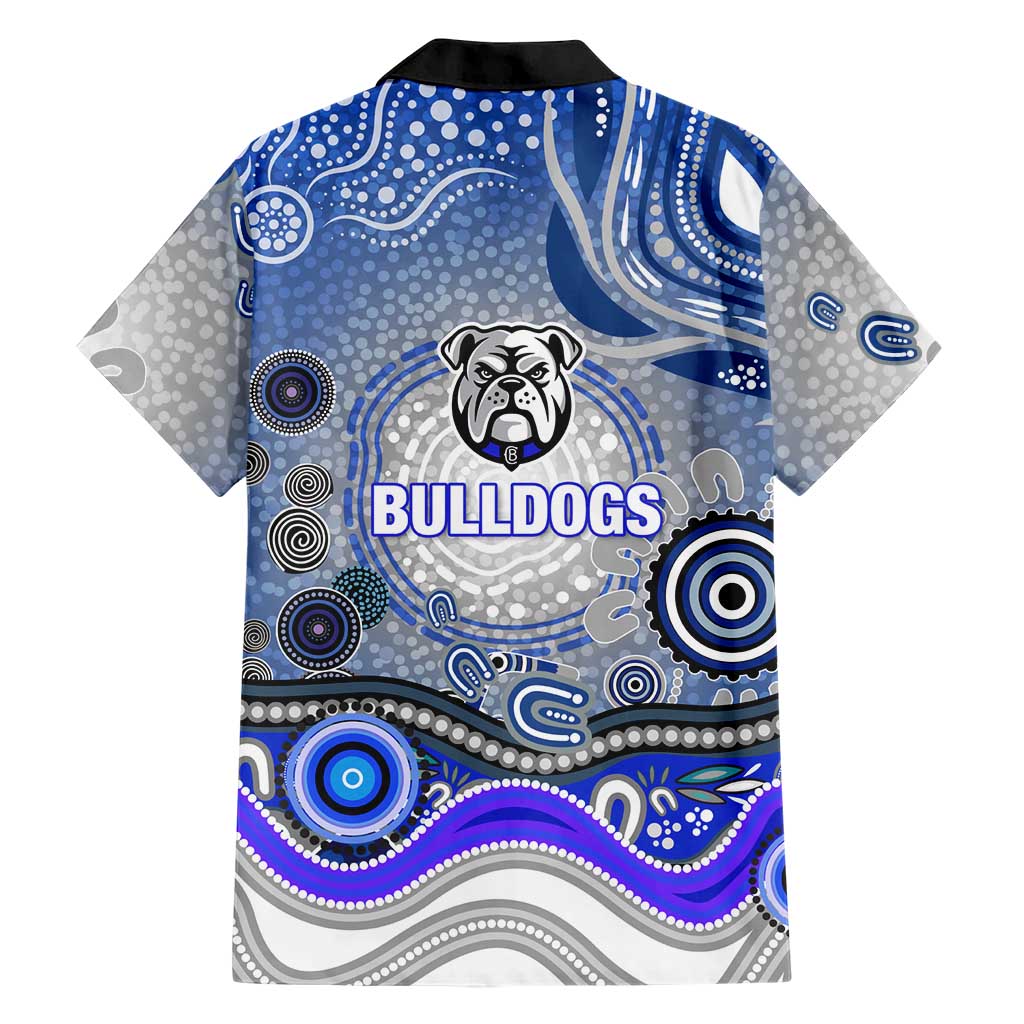 Canterbury Bankstown Bulldogs Rugby Family Matching Off The Shoulder Long Sleeve Dress and Hawaiian Shirt Australian Aboriginal Dot Painting Style