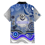 Canterbury Bankstown Bulldogs Rugby Family Matching Off Shoulder Maxi Dress and Hawaiian Shirt Australian Aboriginal Dot Painting Style