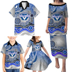 Canterbury Bankstown Bulldogs Rugby Family Matching Puletasi and Hawaiian Shirt Australian Aboriginal Dot Painting Style