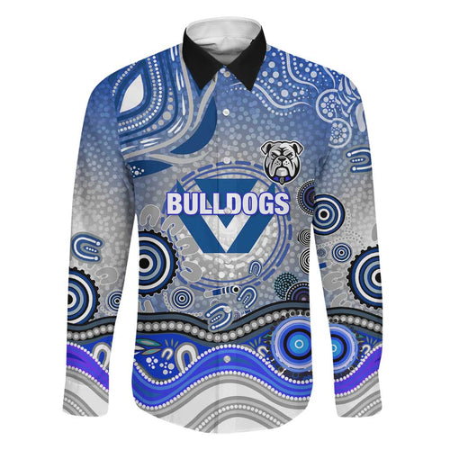 Canterbury Bankstown Bulldogs Rugby Family Matching Summer Maxi Dress and Hawaiian Shirt Australian Aboriginal Dot Painting Style