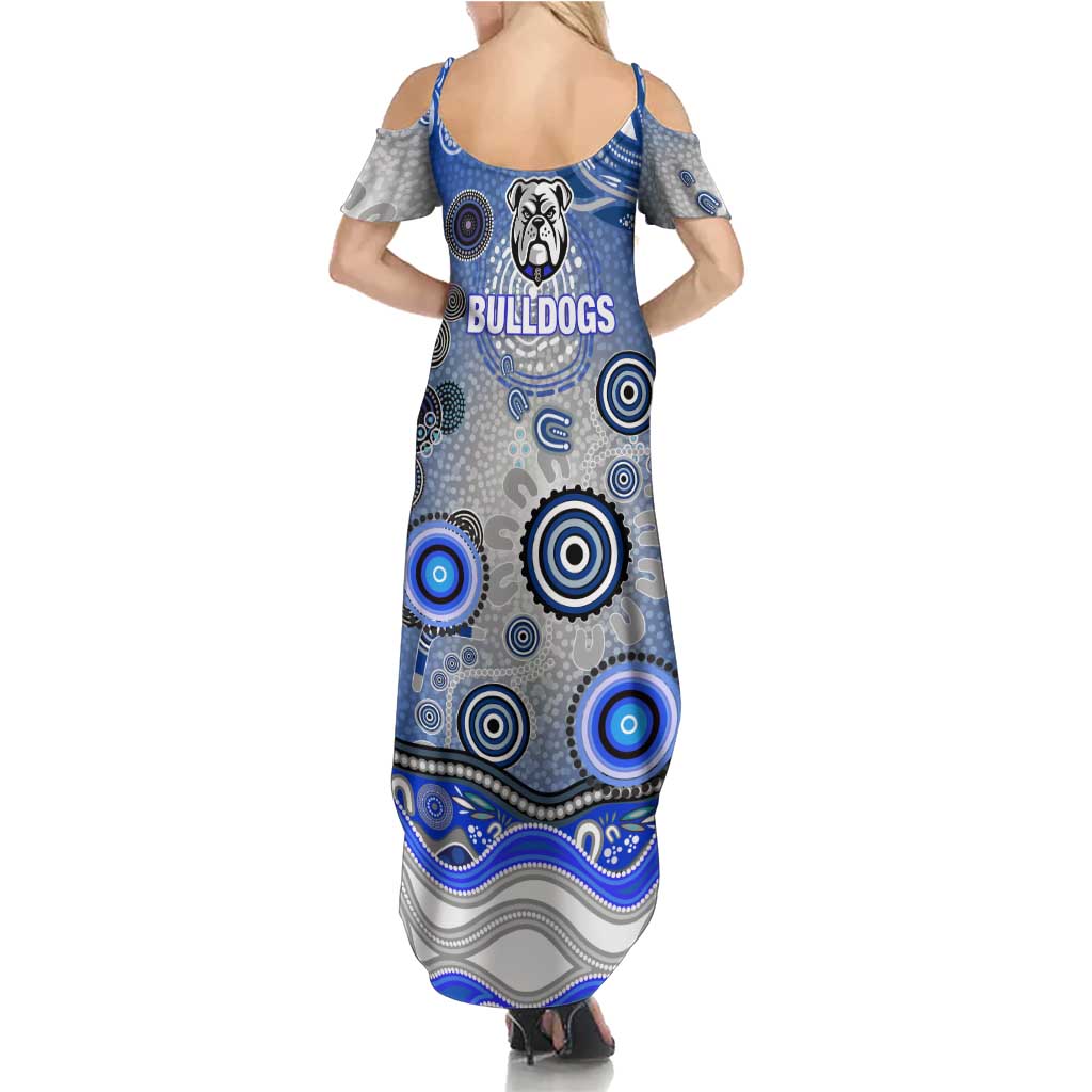 Canterbury Bankstown Bulldogs Rugby Family Matching Summer Maxi Dress and Hawaiian Shirt Australian Aboriginal Dot Painting Style