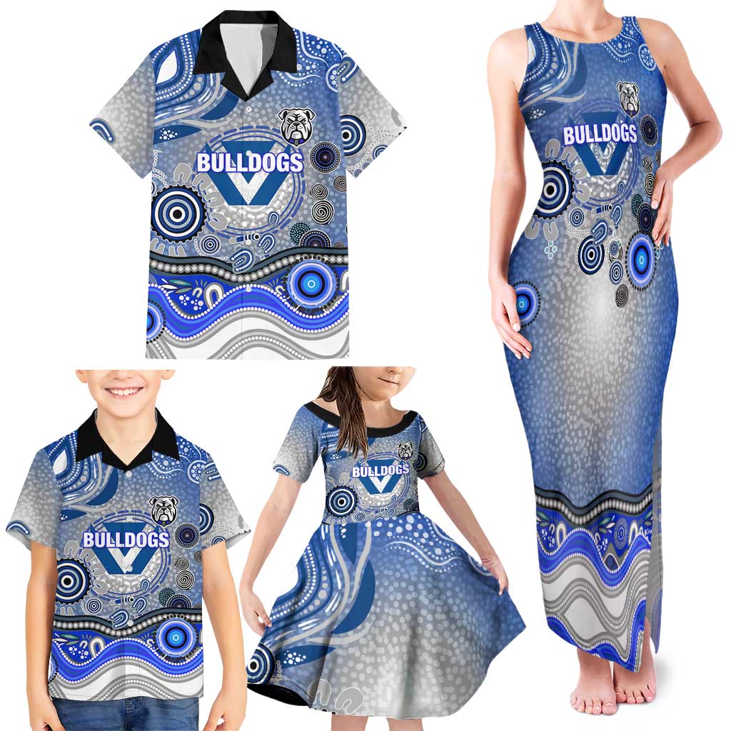 Canterbury Bankstown Bulldogs Rugby Family Matching Tank Maxi Dress and Hawaiian Shirt Australian Aboriginal Dot Painting Style