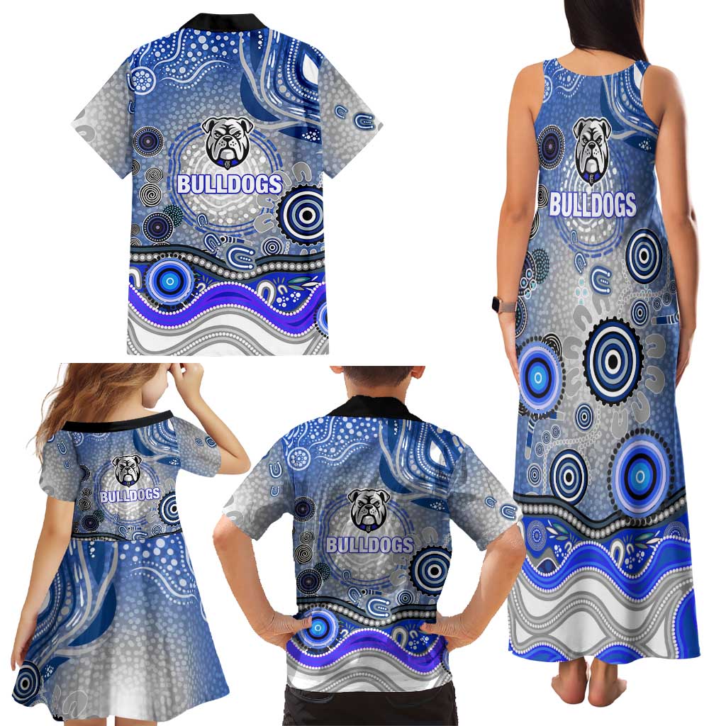 Canterbury Bankstown Bulldogs Rugby Family Matching Tank Maxi Dress and Hawaiian Shirt Australian Aboriginal Dot Painting Style
