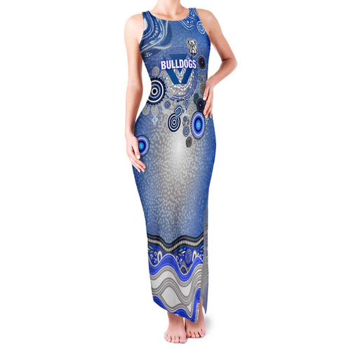 Canterbury Bankstown Bulldogs Rugby Family Matching Tank Maxi Dress and Hawaiian Shirt Australian Aboriginal Dot Painting Style