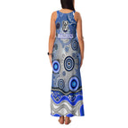 Canterbury Bankstown Bulldogs Rugby Family Matching Tank Maxi Dress and Hawaiian Shirt Australian Aboriginal Dot Painting Style