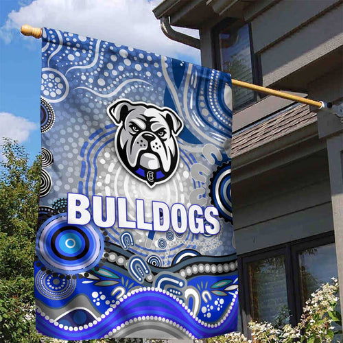 Canterbury Bankstown Bulldogs Rugby Garden Flag Australian Aboriginal Dot Painting Style