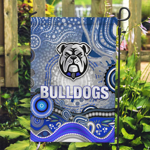 Canterbury Bankstown Bulldogs Rugby Garden Flag Australian Aboriginal Dot Painting Style