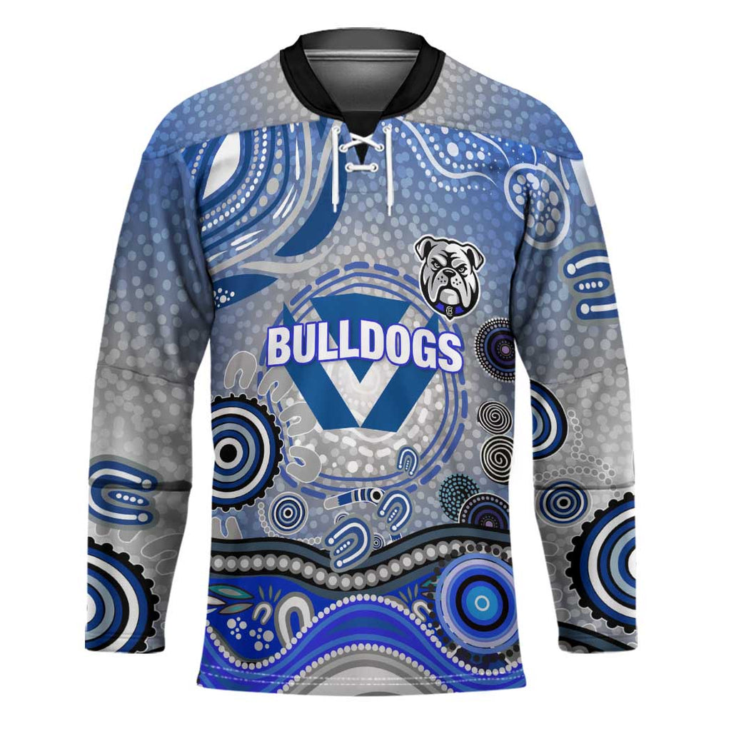Canterbury Bankstown Bulldogs Rugby Hockey Jersey Australian Aboriginal Dot Painting Style