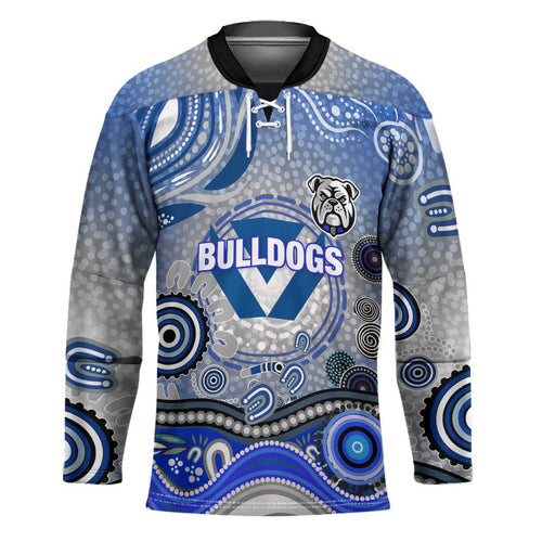 Canterbury Bankstown Bulldogs Rugby Hockey Jersey Australian Aboriginal Dot Painting Style