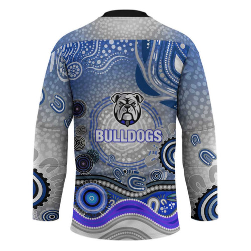 Canterbury Bankstown Bulldogs Rugby Hockey Jersey Australian Aboriginal Dot Painting Style