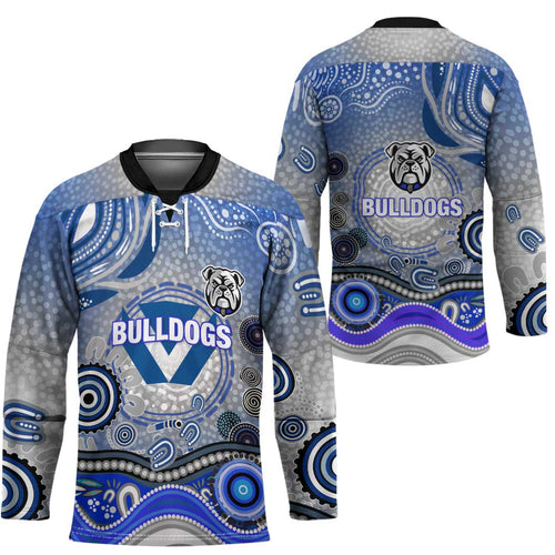 Canterbury Bankstown Bulldogs Rugby Hockey Jersey Australian Aboriginal Dot Painting Style