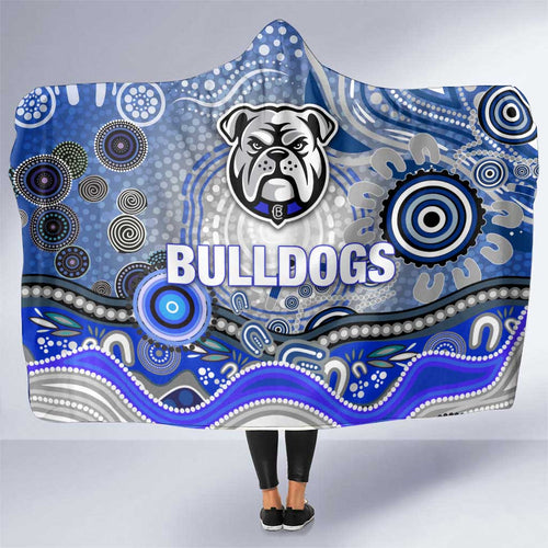 Canterbury Bankstown Bulldogs Rugby Hooded Blanket Australian Aboriginal Dot Painting Style
