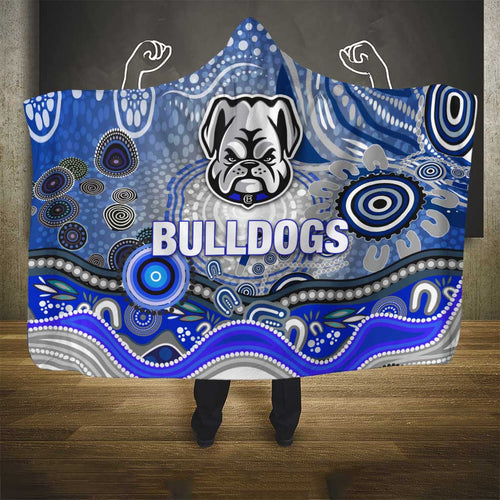 Canterbury Bankstown Bulldogs Rugby Hooded Blanket Australian Aboriginal Dot Painting Style