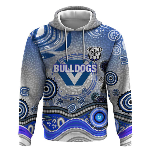 Canterbury Bankstown Bulldogs Rugby Hoodie Australian Aboriginal Dot Painting Style