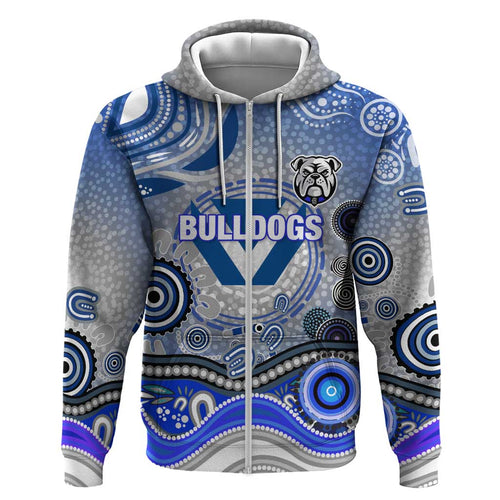 Canterbury Bankstown Bulldogs Rugby Hoodie Australian Aboriginal Dot Painting Style