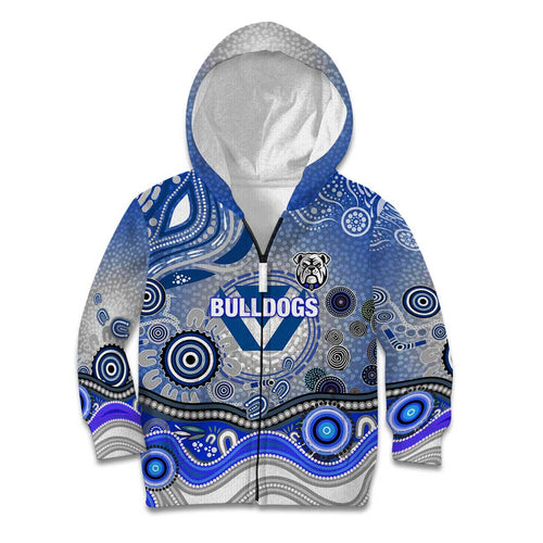Canterbury Bankstown Bulldogs Rugby Kid Hoodie Australian Aboriginal Dot Painting Style