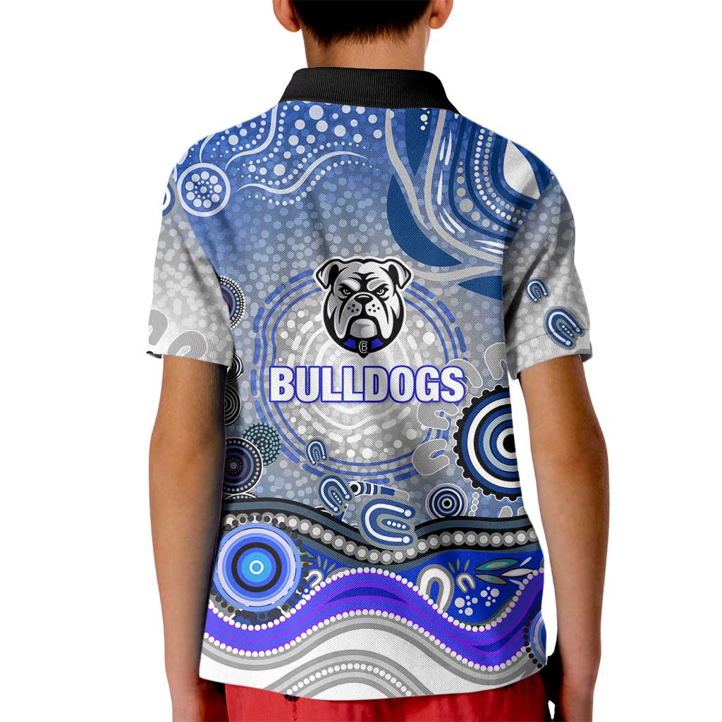 Canterbury Bankstown Bulldogs Rugby Kid Polo Shirt Australian Aboriginal Dot Painting Style