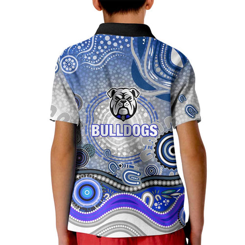 Canterbury Bankstown Bulldogs Rugby Kid Polo Shirt Australian Aboriginal Dot Painting Style