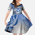Canterbury Bankstown Bulldogs Rugby Kid Short Sleeve Dress Australian Aboriginal Dot Painting Style