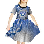 Canterbury Bankstown Bulldogs Rugby Kid Short Sleeve Dress Australian Aboriginal Dot Painting Style