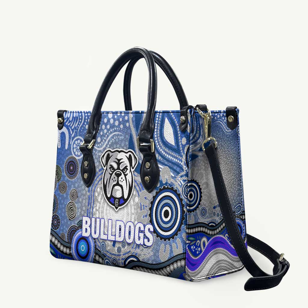 Canterbury Bankstown Bulldogs Rugby Leather Bag Australian Aboriginal Dot Painting Style