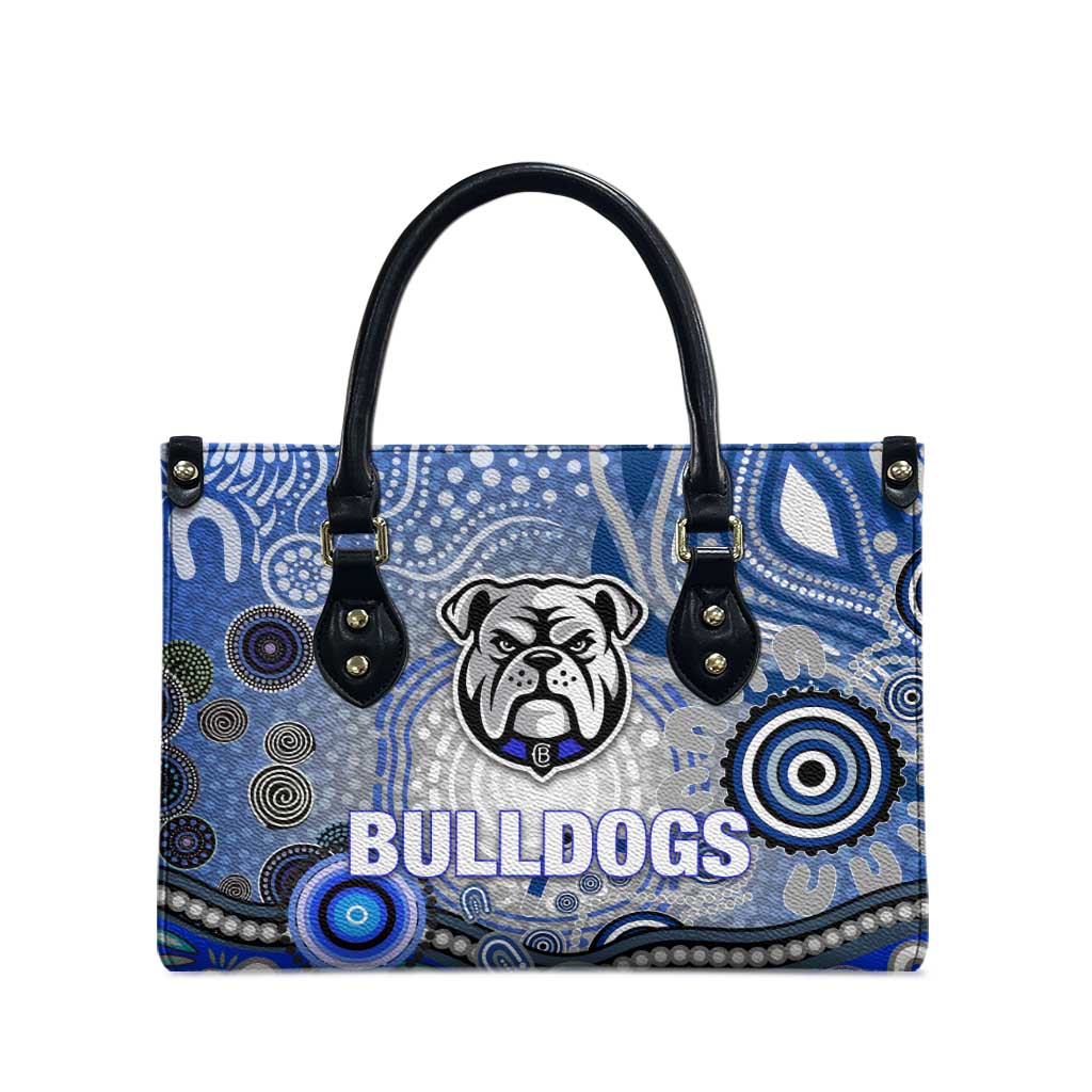 Canterbury Bankstown Bulldogs Rugby Leather Bag Australian Aboriginal Dot Painting Style