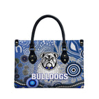 Canterbury Bankstown Bulldogs Rugby Leather Bag Australian Aboriginal Dot Painting Style