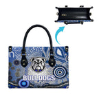 Canterbury Bankstown Bulldogs Rugby Leather Bag Australian Aboriginal Dot Painting Style