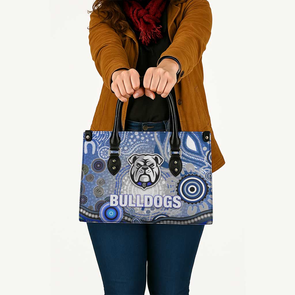 Canterbury Bankstown Bulldogs Rugby Leather Bag Australian Aboriginal Dot Painting Style