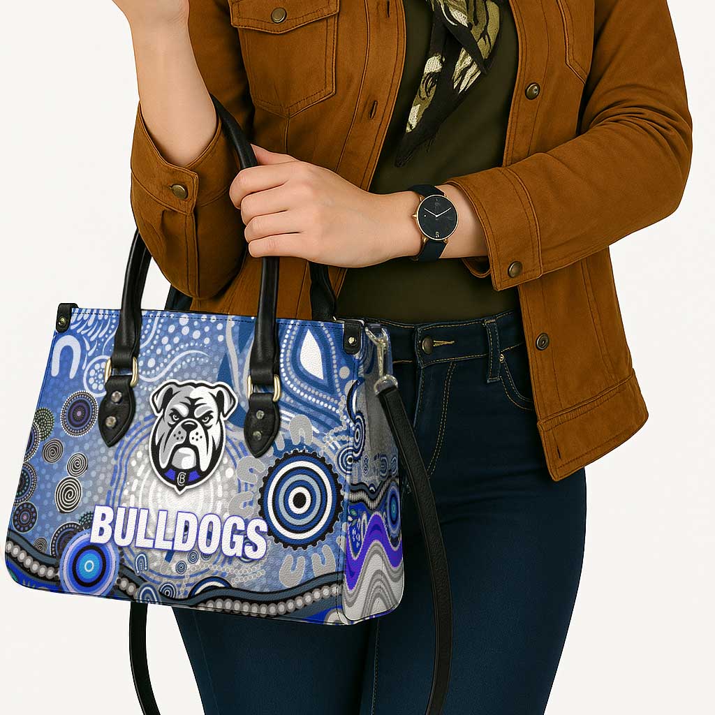 Canterbury Bankstown Bulldogs Rugby Leather Bag Australian Aboriginal Dot Painting Style