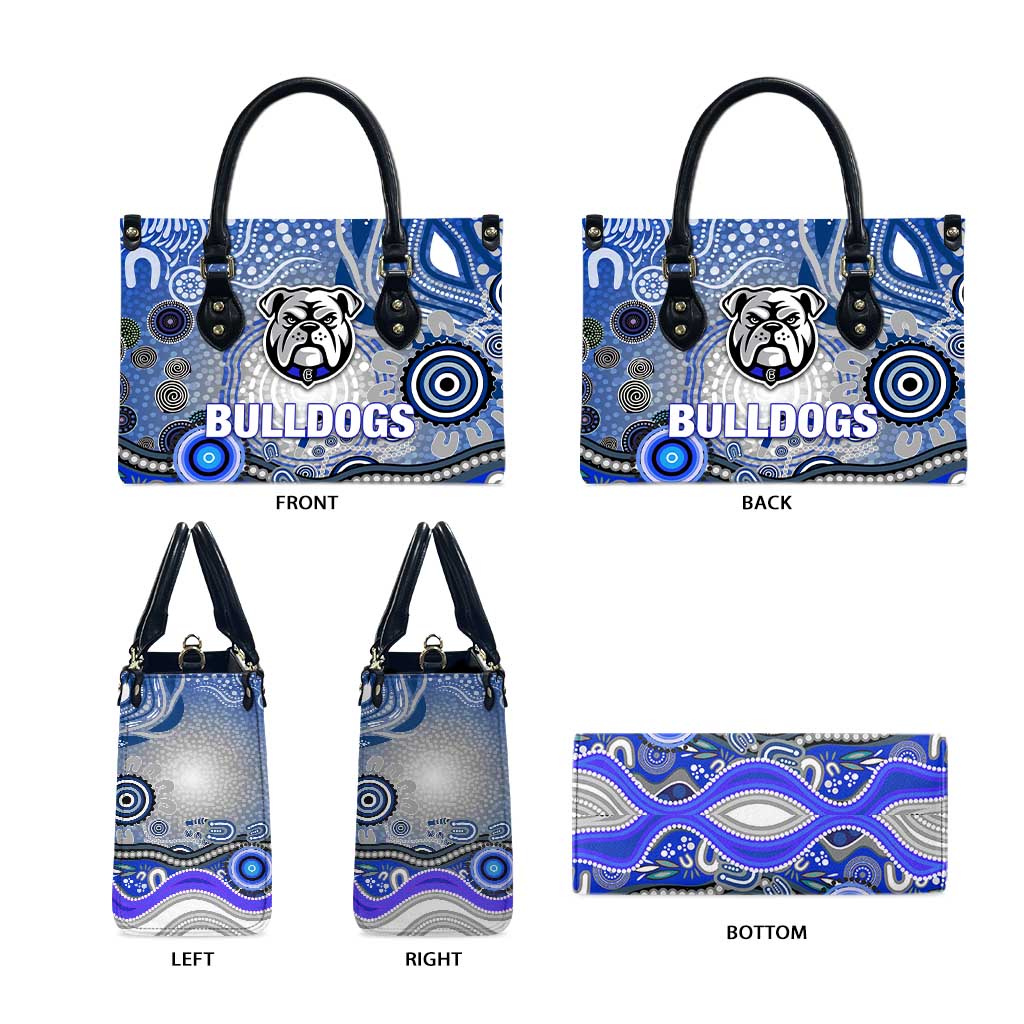 Canterbury Bankstown Bulldogs Rugby Leather Bag Australian Aboriginal Dot Painting Style