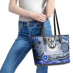 Canterbury Bankstown Bulldogs Rugby Leather Tote Bag Australian Aboriginal Dot Painting Style