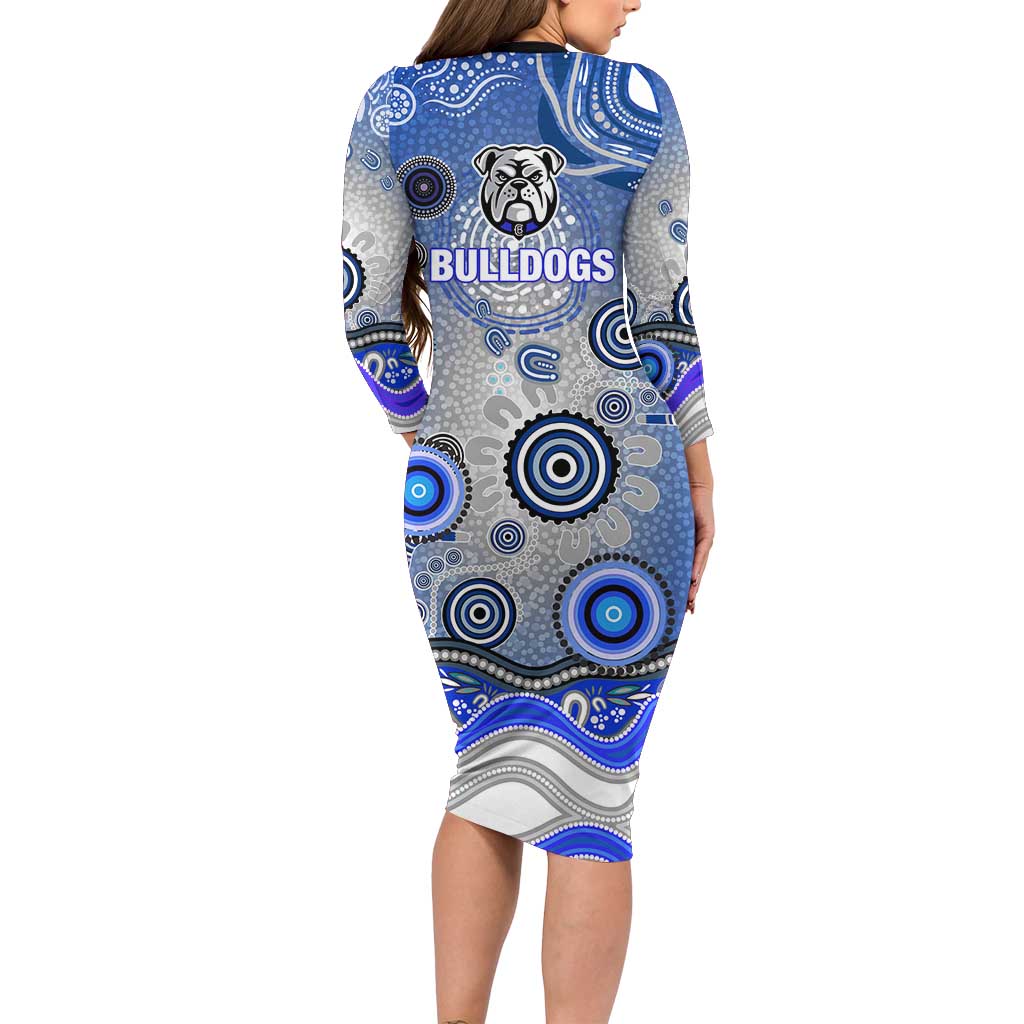 Canterbury Bankstown Bulldogs Rugby Long Sleeve Bodycon Dress Australian Aboriginal Dot Painting Style