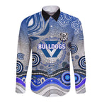 Canterbury Bankstown Bulldogs Rugby Long Sleeve Button Shirt Australian Aboriginal Dot Painting Style