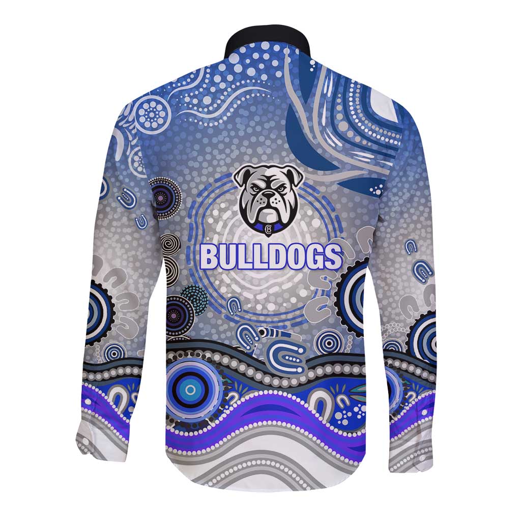 Canterbury Bankstown Bulldogs Rugby Long Sleeve Button Shirt Australian Aboriginal Dot Painting Style