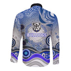 Canterbury Bankstown Bulldogs Rugby Long Sleeve Button Shirt Australian Aboriginal Dot Painting Style