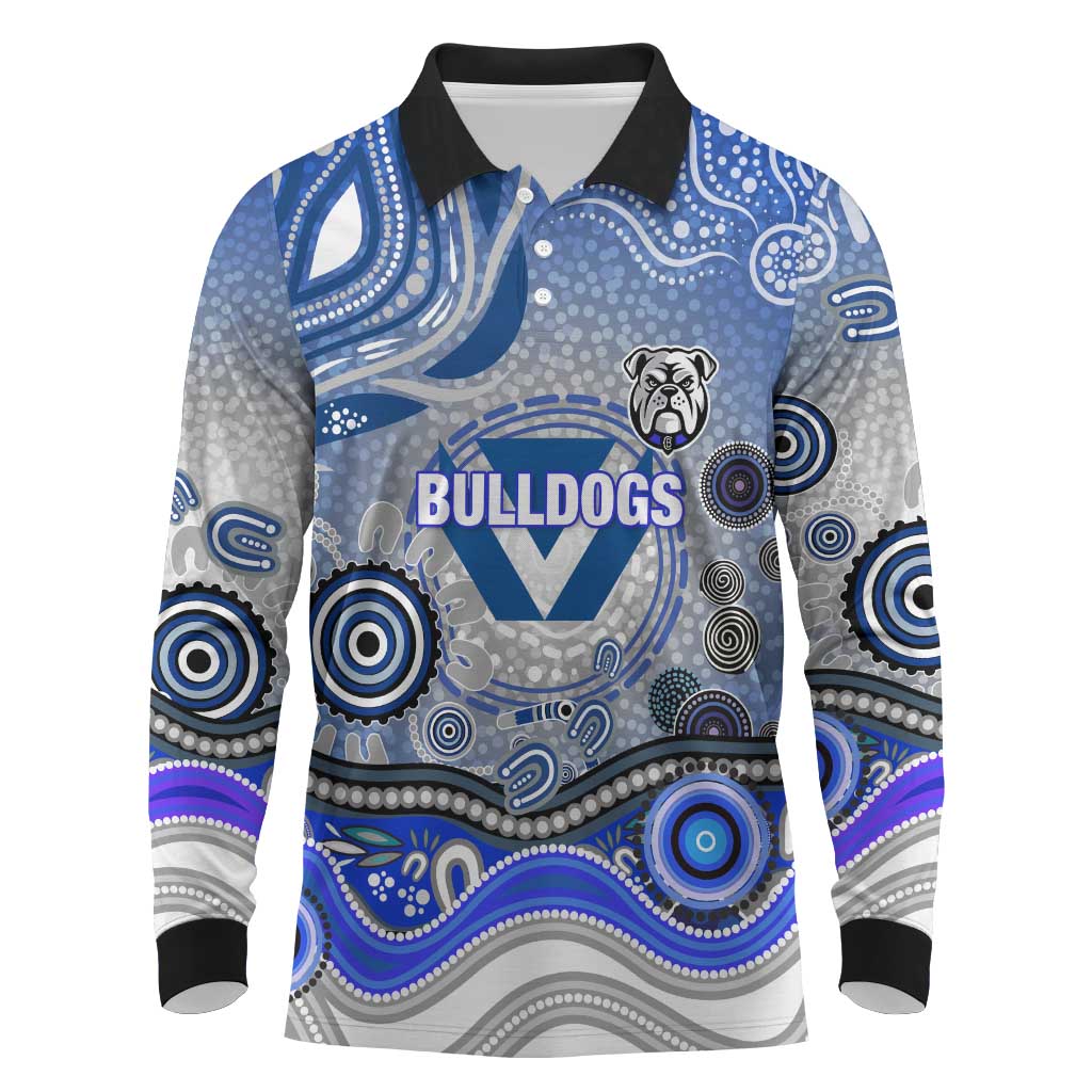 Canterbury Bankstown Bulldogs Rugby Long Sleeve Polo Shirt Australian Aboriginal Dot Painting Style