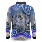 Canterbury Bankstown Bulldogs Rugby Long Sleeve Polo Shirt Australian Aboriginal Dot Painting Style