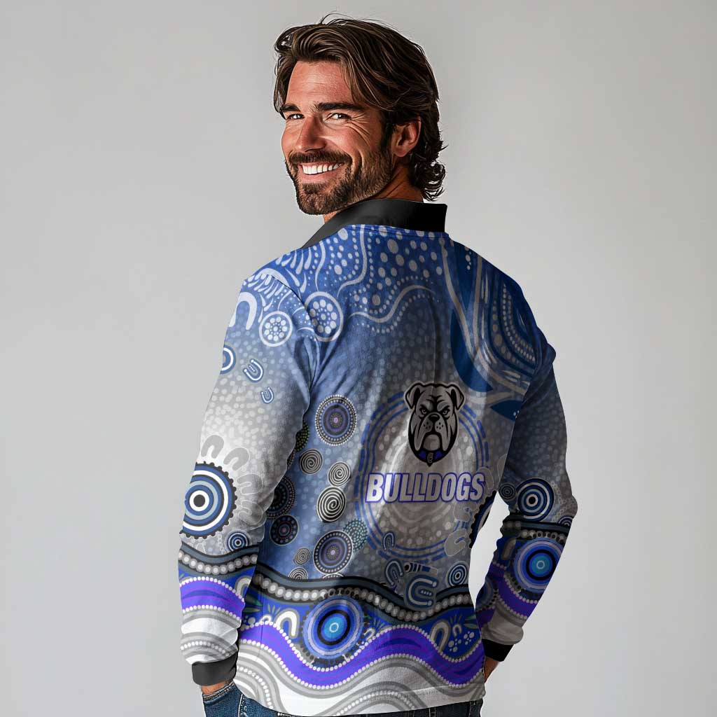 Canterbury Bankstown Bulldogs Rugby Long Sleeve Polo Shirt Australian Aboriginal Dot Painting Style