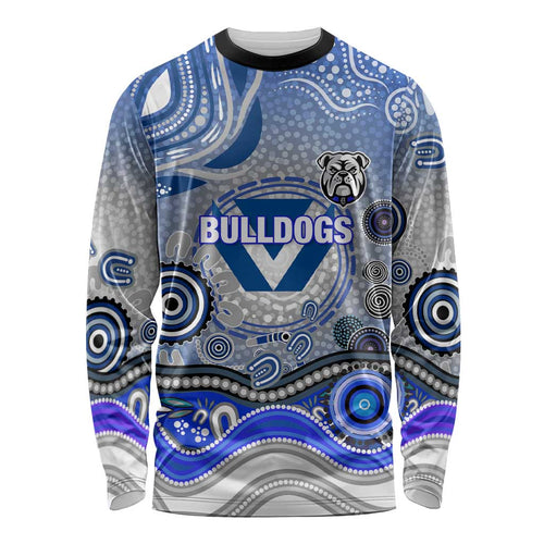 Canterbury Bankstown Bulldogs Rugby Long Sleeve Shirt Australian Aboriginal Dot Painting Style