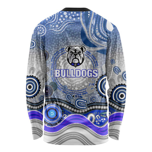 Canterbury Bankstown Bulldogs Rugby Long Sleeve Shirt Australian Aboriginal Dot Painting Style