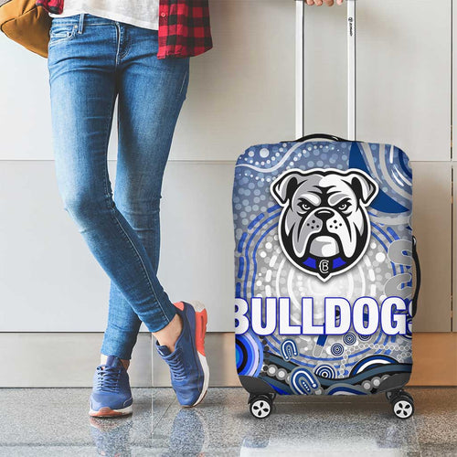 Canterbury Bankstown Bulldogs Rugby Luggage Cover Australian Aboriginal Dot Painting Style