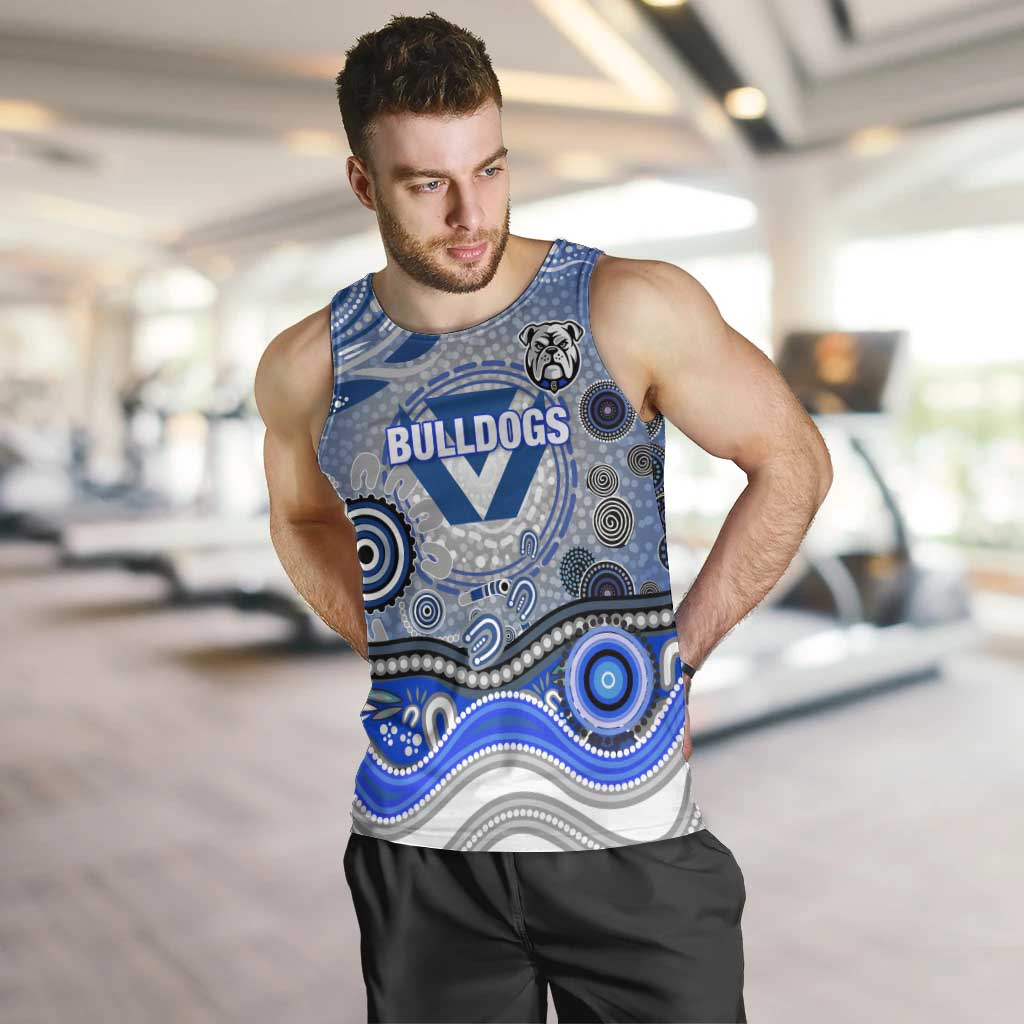 Canterbury Bankstown Bulldogs Rugby Men Tank Top Australian Aboriginal Dot Painting Style